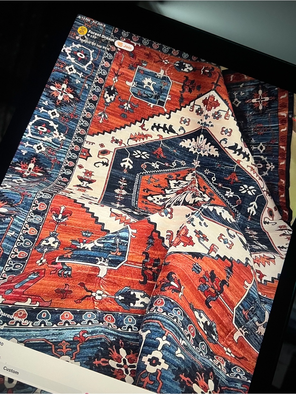 Multicolor Patterned Rug - Red, Blue & Cream - Picture 4 of 4